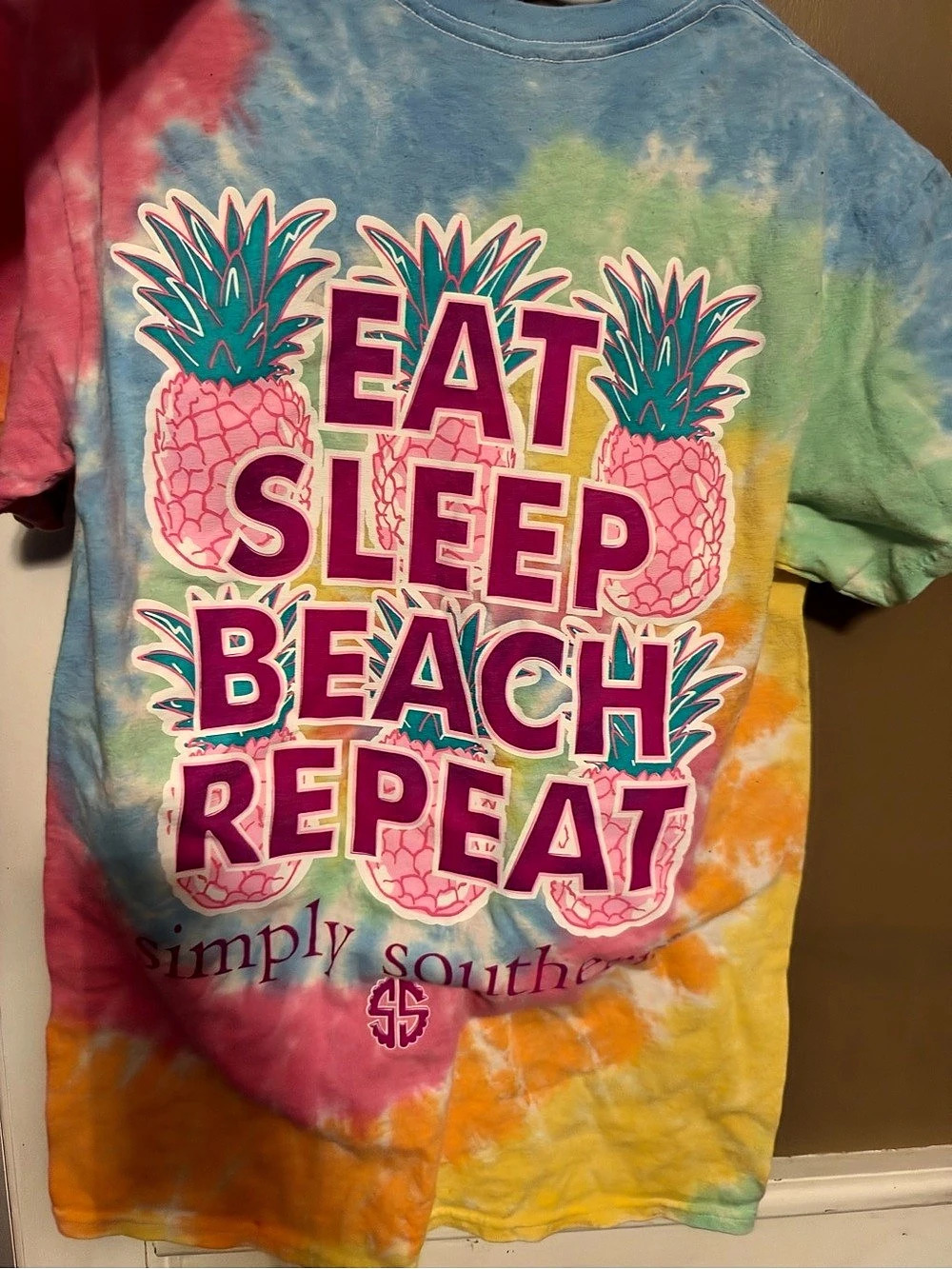 Simply Southern Eat Sleep Beach Repeat Tie Dye T-Shirt Tee